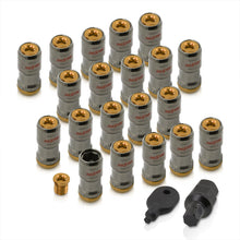 Load image into Gallery viewer, God Snow Lug Nuts M12 x1.5mm Thread pitch Gunmetal Body Gold Trim (20 Piece +1 Key)