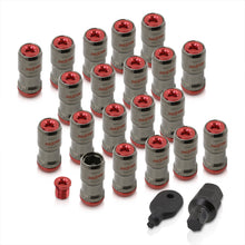 Load image into Gallery viewer, God Snow Lug Nuts M12 x1.5mm Thread pitch Gunmetal Body Red Trim (20 Piece +1 Key)