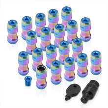 Load image into Gallery viewer, God Snow Lug Nuts M12 x1.5mm Thread pitch Neo Chrome Body Blue Trim (20 Piece +1 Key)