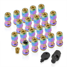 Load image into Gallery viewer, God Snow Lug Nuts M12 x1.5mm Thread pitch Neo Chrome Body Gold Trim (20 Piece +1 Key)