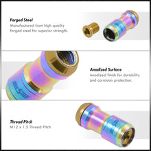 Load image into Gallery viewer, God Snow Lug Nuts M12 x1.5mm Thread pitch Neo Chrome Body Gold Trim (20 Piece +1 Key)