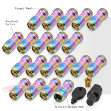 Load image into Gallery viewer, God Snow Lug Nuts M12 x1.5mm Thread pitch Neo Chrome Body Gold Trim (20 Piece +1 Key)