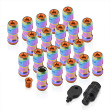 Load image into Gallery viewer, God Snow Lug Nuts M12 x1.5mm Thread pitch Neo Chrome Body Orange Trim (20 Piece +1 Key)