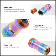 Load image into Gallery viewer, God Snow Lug Nuts M12 x1.5mm Thread pitch Neo Chrome Body Orange Trim (20 Piece +1 Key)