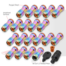 Load image into Gallery viewer, God Snow Lug Nuts M12 x1.5mm Thread pitch Neo Chrome Body Orange Trim (20 Piece +1 Key)