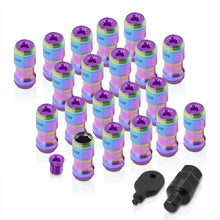 Load image into Gallery viewer, God Snow Lug Nuts M12 x1.5mm Thread pitch Neo Chrome Body Purple Trim (20 Piece +1 Key)