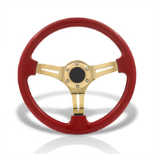 Load image into Gallery viewer, Universal 350mm Heavy Duty Steel Steering Wheel Gold Center Metallic Red