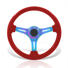 Load image into Gallery viewer, Universal 350mm Heavy Duty Steel Steering Wheel Neo Chrome Center Metallic Red