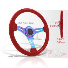 Load image into Gallery viewer, Universal 350mm Heavy Duty Steel Steering Wheel Neo Chrome Center Metallic Red