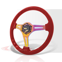 Load image into Gallery viewer, Universal 350mm Heavy Duty Steel Steering Wheel Neo Chrome Center Metallic Red