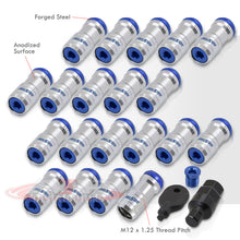 Load image into Gallery viewer, God Snow Lug Nuts M12 x1.25mm Thread pitch Chrome Body Blue Trim (20 Piece +1 Key)