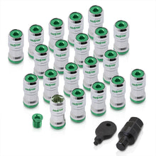 Load image into Gallery viewer, God Snow Lug Nuts M12 x1.25mm Thread pitch Chrome Body Green Trim (20 Piece +1 Key)