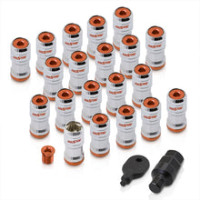 Load image into Gallery viewer, God Snow Lug Nuts M12 x1.25mm Thread pitch Chrome Body Orange Trim (20 Piece +1 Key)