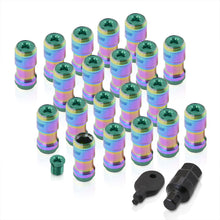 Load image into Gallery viewer, God Snow Lug Nuts M12 x1.25mm Thread pitch Neo Chrome Body Green Trim (20 Piece +1 Key)
