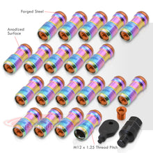 Load image into Gallery viewer, God Snow Lug Nuts M12 x1.25mm Thread pitch Neo Chrome Body Orange Trim (20 Piece +1 Key)