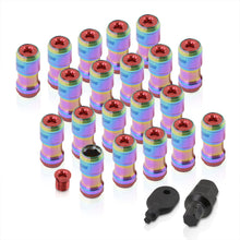 Load image into Gallery viewer, God Snow Lug Nuts M12 x1.25mm Thread pitch Neo Chrome Body Red Trim (20 Piece +1 Key)