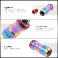 Load image into Gallery viewer, God Snow Lug Nuts M12 x1.25mm Thread pitch Neo Chrome Body Red Trim (20 Piece +1 Key)