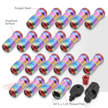 Load image into Gallery viewer, God Snow Lug Nuts M12 x1.25mm Thread pitch Neo Chrome Body Red Trim (20 Piece +1 Key)