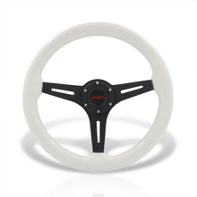 Load image into Gallery viewer, JDM Sport Universal 350mm Wood Grain Style Aluminum Steering Wheel Black Center White Wood