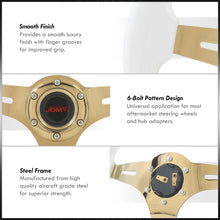 Load image into Gallery viewer, JDM Sport Universal 350mm Heavy Duty Steel Wood Grain Style Steering Wheel Gold Center White Wood