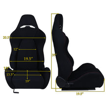 Load image into Gallery viewer, Universal K700 Reclinable Seats + Sliders Black Cloth with Red Stitching