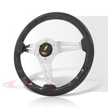 Load image into Gallery viewer, JDM Sport Universal 350mm Heavy Duty Steel Wood Grain Style Steering Wheel Polished Center Metallic Black Wood