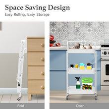 Load image into Gallery viewer, 3 Tier Metal Folding Utility Rolling Storage Cart White