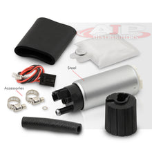 Load image into Gallery viewer, AJP Distributors Universal Gasoline Upgrade High Flow Pressure PSI Electronic Electrical Fuel Pump Injection EFI Intake External Inline Tank Steel Assembly Kit 255 LPH Engine Motor