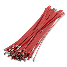Load image into Gallery viewer, (100 Pack) 12&quot; Zip Ties Stainless Steel Red
