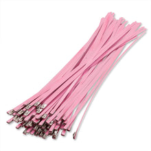 Load image into Gallery viewer, (100 Pack) 12&quot; Zip Ties Stainless Steel Pink
