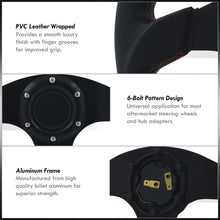 Load image into Gallery viewer, Universal 320mm Type-R Style Aluminum Steering Wheel Black Center with Red Stitching