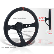 Load image into Gallery viewer, Universal 350mm PVC Leather Deep Dish Style Aluminum Steering Wheel Black Center with Red Stitching