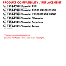 Load image into Gallery viewer, Chevrolet C/K 1500 2500 3500 1994-1998 LED DRL Bar Factory Style Headlights + Bumpers + Corners Black Housing Clear Len Amber Reflector