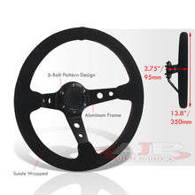 Load image into Gallery viewer, Universal 350mm Suede Deep Dish Style Aluminum Steering Wheel Black with Red Stitching