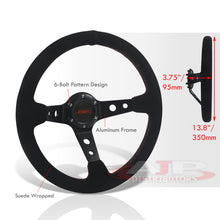 Load image into Gallery viewer, JDM Sport Universal 350mm Suede Deep Dish Style Aluminum Steering Wheel Black with Red Stitching