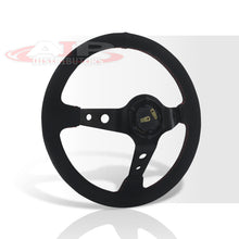 Load image into Gallery viewer, JDM Sport Universal 350mm Suede Deep Dish Style Aluminum Steering Wheel Black with Red Stitching