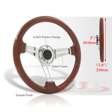 Load image into Gallery viewer, Universal 350mm Heavy Duty Steel Steering Wheel Polished Center Wood Style
