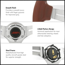 Load image into Gallery viewer, JDM Sport Universal 350mm Heavy Duty Steel Steering Wheel Polished Center Wood Style