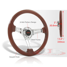 Load image into Gallery viewer, JDM Sport Universal 350mm Heavy Duty Steel Steering Wheel Polished Center Wood Style
