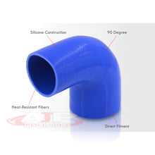 Load image into Gallery viewer, 3" to 3.25" 90 Degree Reducer Silicone Coupler Blue