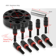 Load image into Gallery viewer, Universal 2 Piece Wheel Spacers + Extended Lug Nut Bolts Black - PCD: 5x120 | Thread Pitch: M12x1.5 | Bore: 72.56mm | Thickness: 15mm | Lug Nuts: 40mm