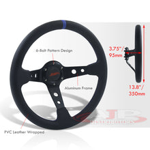 Load image into Gallery viewer, JDM Sport Universal 350mm PVC Leather Deep Dish Style Aluminum Steering Wheel Black Center with Blue Stitching