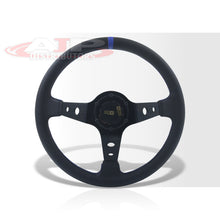 Load image into Gallery viewer, JDM Sport Universal 350mm PVC Leather Deep Dish Style Aluminum Steering Wheel Black Center with Blue Stitching
