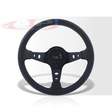 Load image into Gallery viewer, JDM Sport Universal 350mm PVC Leather Deep Dish Style Aluminum Steering Wheel Black Center with Blue Stitching