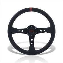 Load image into Gallery viewer, JDM Sport Universal 350mm PVC Leather Deep Dish Style Aluminum Steering Wheel Black Center with Red Stitching