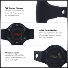 Load image into Gallery viewer, JDM Sport Universal 350mm PVC Leather Deep Dish Style Aluminum Steering Wheel Black Center with Red Stitching