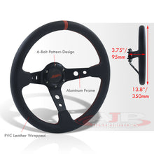 Load image into Gallery viewer, JDM Sport Universal 350mm PVC Leather Deep Dish Style Aluminum Steering Wheel Black Center with Red Stitching