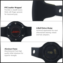 Load image into Gallery viewer, JDM Sport Universal 350mm PVC Leather Deep Dish Style Aluminum Steering Wheel Black Center with Yellow Stitching