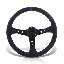 Load image into Gallery viewer, JDM Sport Universal 350mm PVC Leather Deep Dish Style Aluminum Steering Wheel Black Center with Purple Stitching
