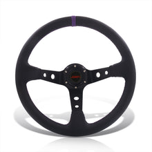 Load image into Gallery viewer, JDM Sport Universal 350mm PVC Leather Deep Dish Style Aluminum Steering Wheel Black Center with Purple Stitching